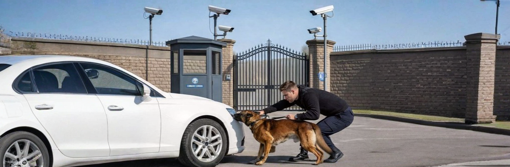 K9 inspection near secured vehicle